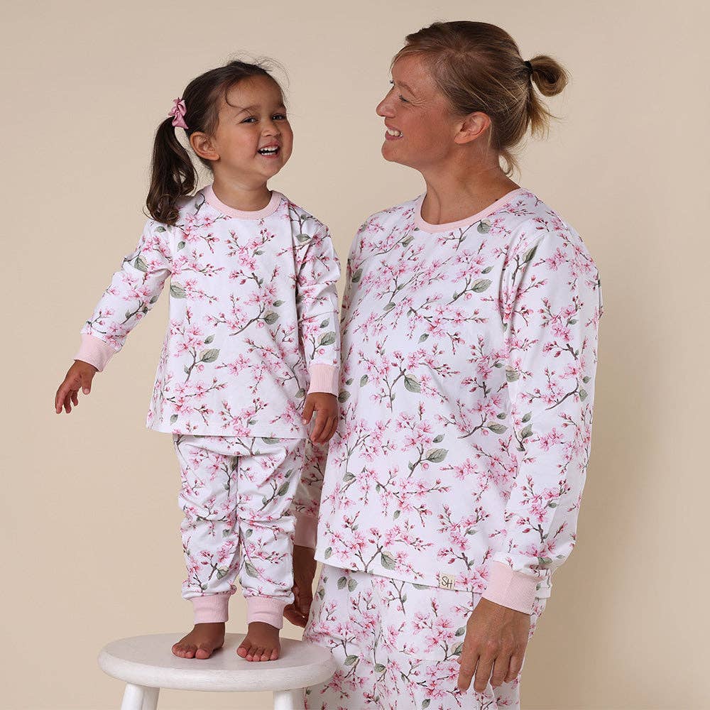 Cherry Blossom Organic Womens Long Sleeve PJ Set