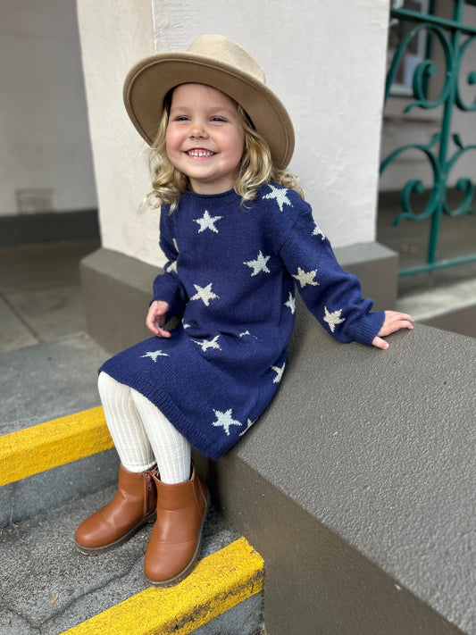 Girls Blue Starlight Sweater Dress
