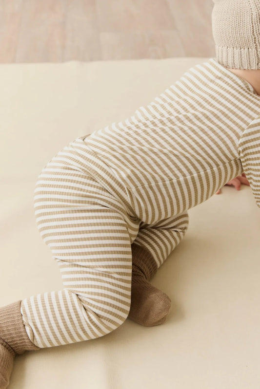 Organic Cotton Modal Legging - Narrow Stripe Balm/Cloud
