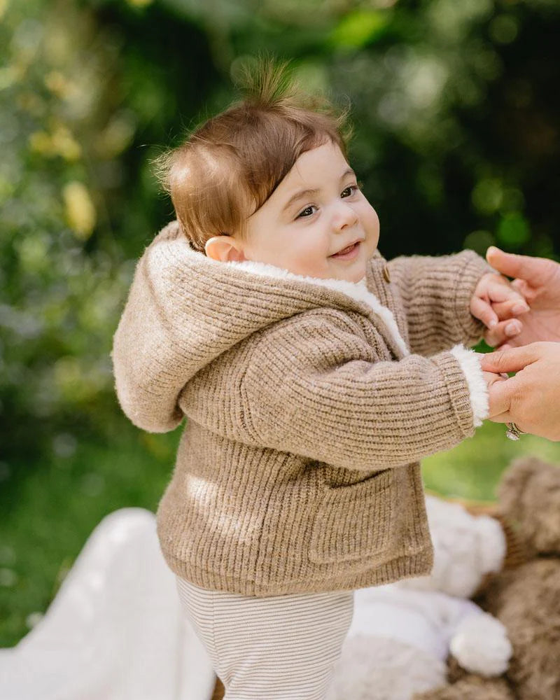 BISCUIT KNITTED HOODED JACKET