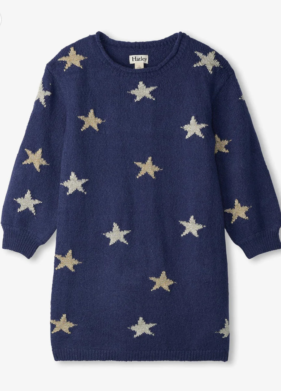 Girls Blue Starlight Sweater Dress