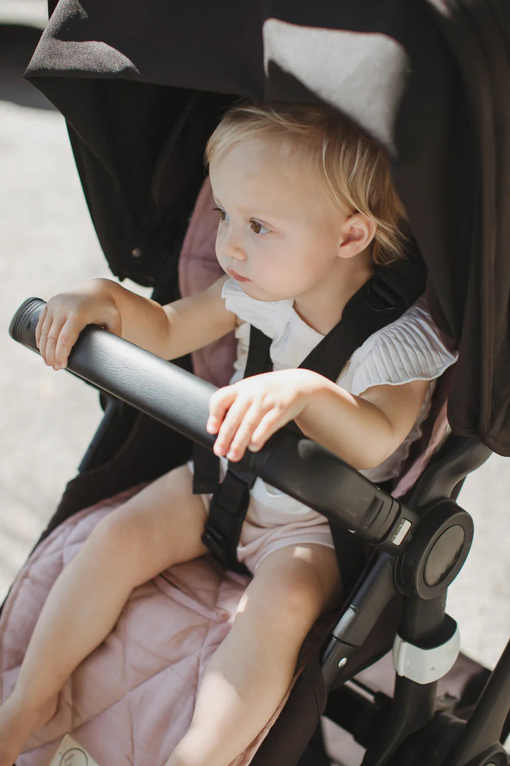 DUSTY ROSE - PRAM LINER WITH MATCHING SHOULDER STRAPS