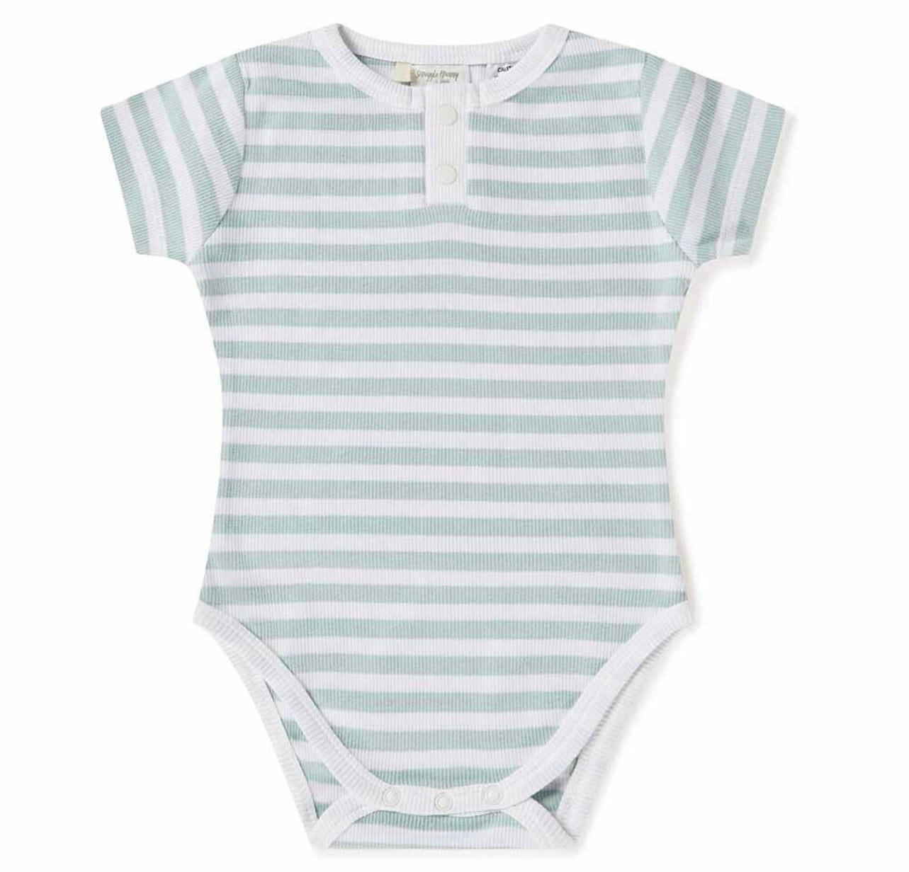 Sage Stripe Short Sleeve Organic Bodysuit