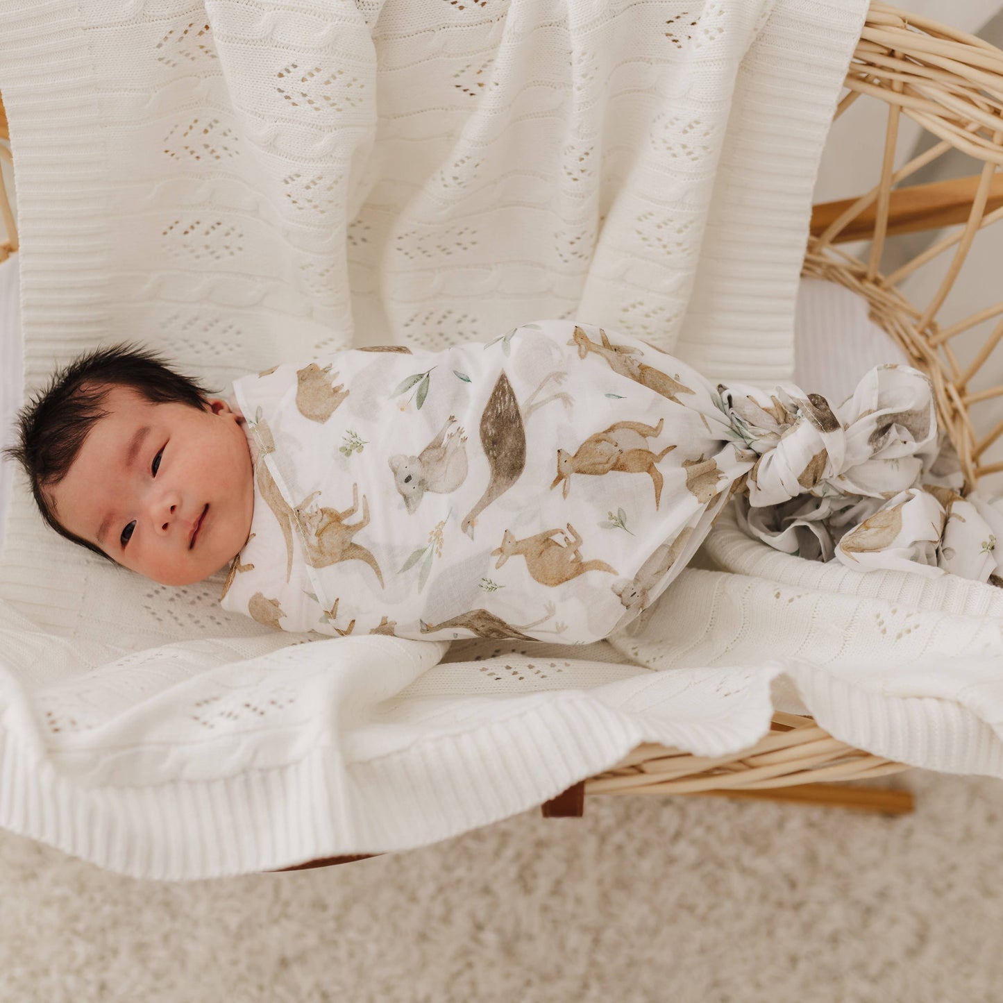 Australiana Muslin Wrap & Sage Pram Clip Set