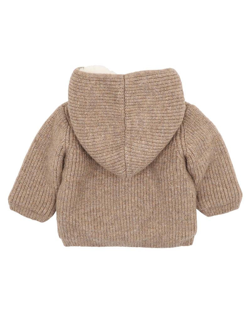 BISCUIT KNITTED HOODED JACKET