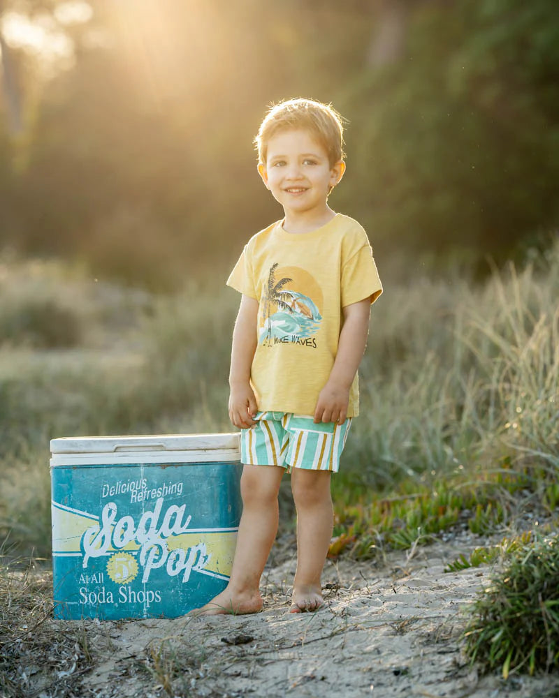 SURFS UP STRIPE SHORTS 3-7 YRS