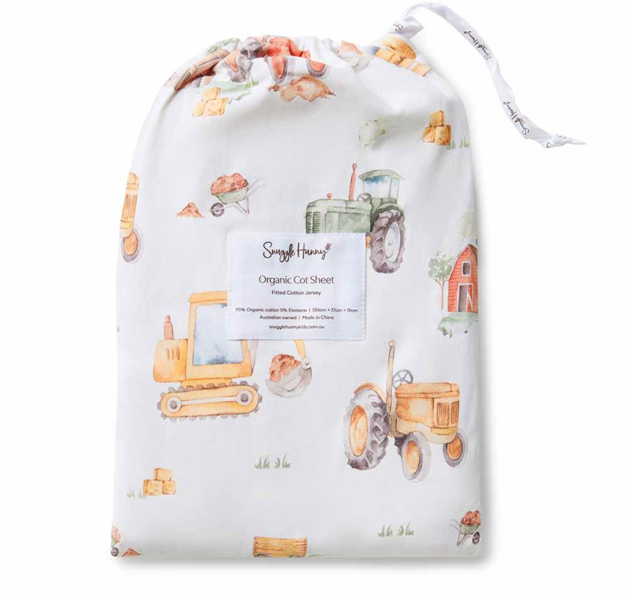 Diggers & Tractors Organic Fitted Cot Sheet