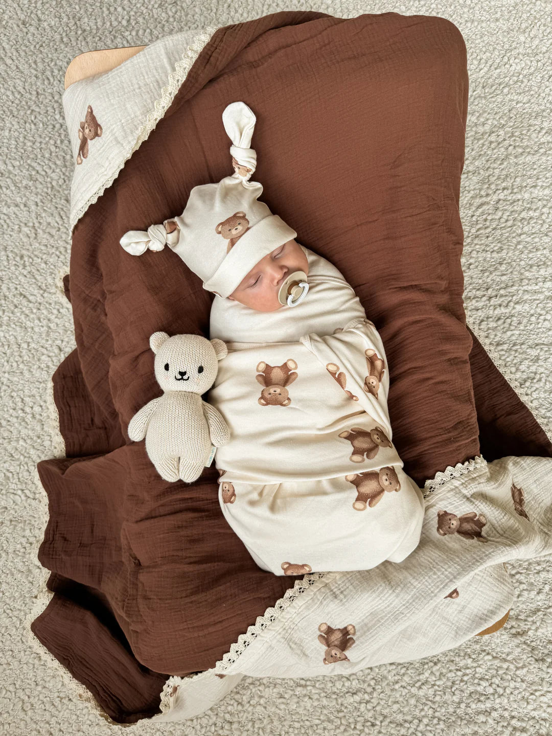 Muslin Crinkle Organic Lace Blanket | Teddies & Chocolate