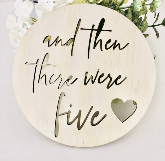 And Then There Were Five Scandi Birth Announcement Disc