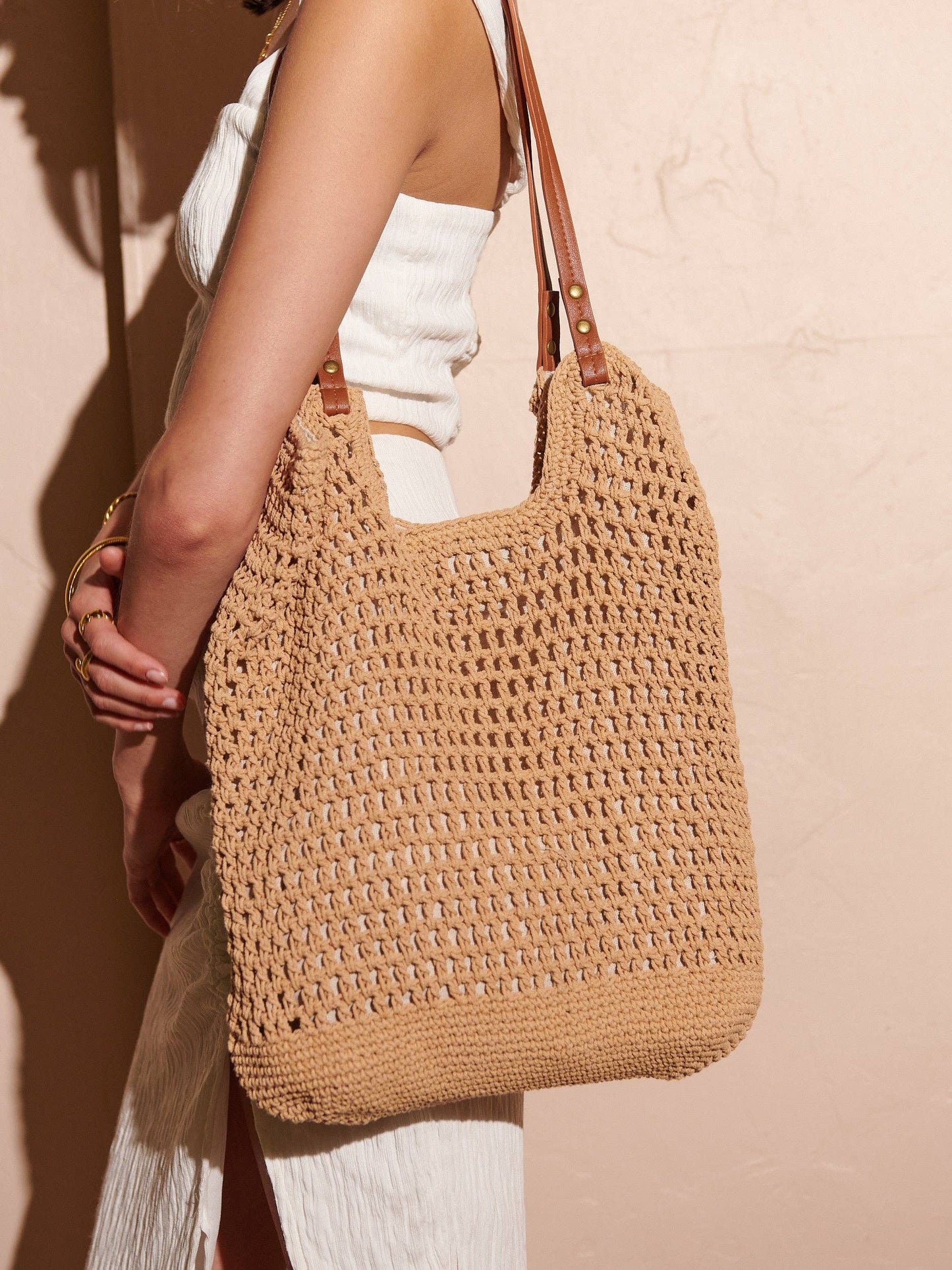 Cotton Crochet Summer Beach Bag(2col)