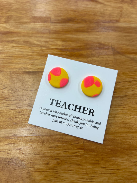 Teacher Earrings - Yellow/Pink