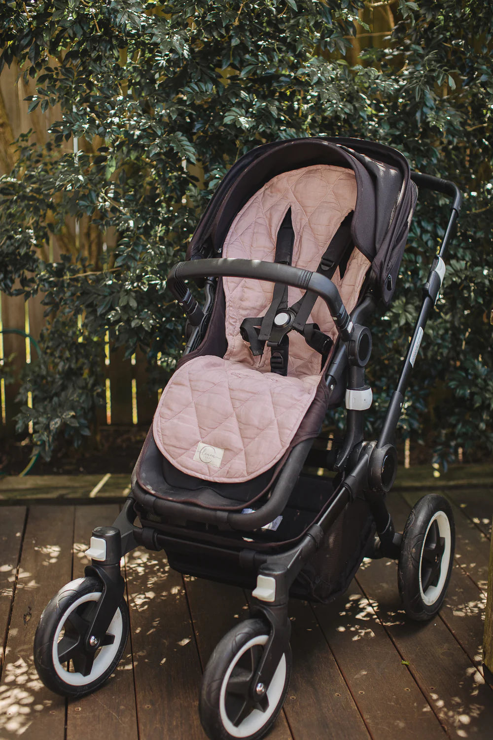 DUSTY ROSE - PRAM LINER WITH MATCHING SHOULDER STRAPS
