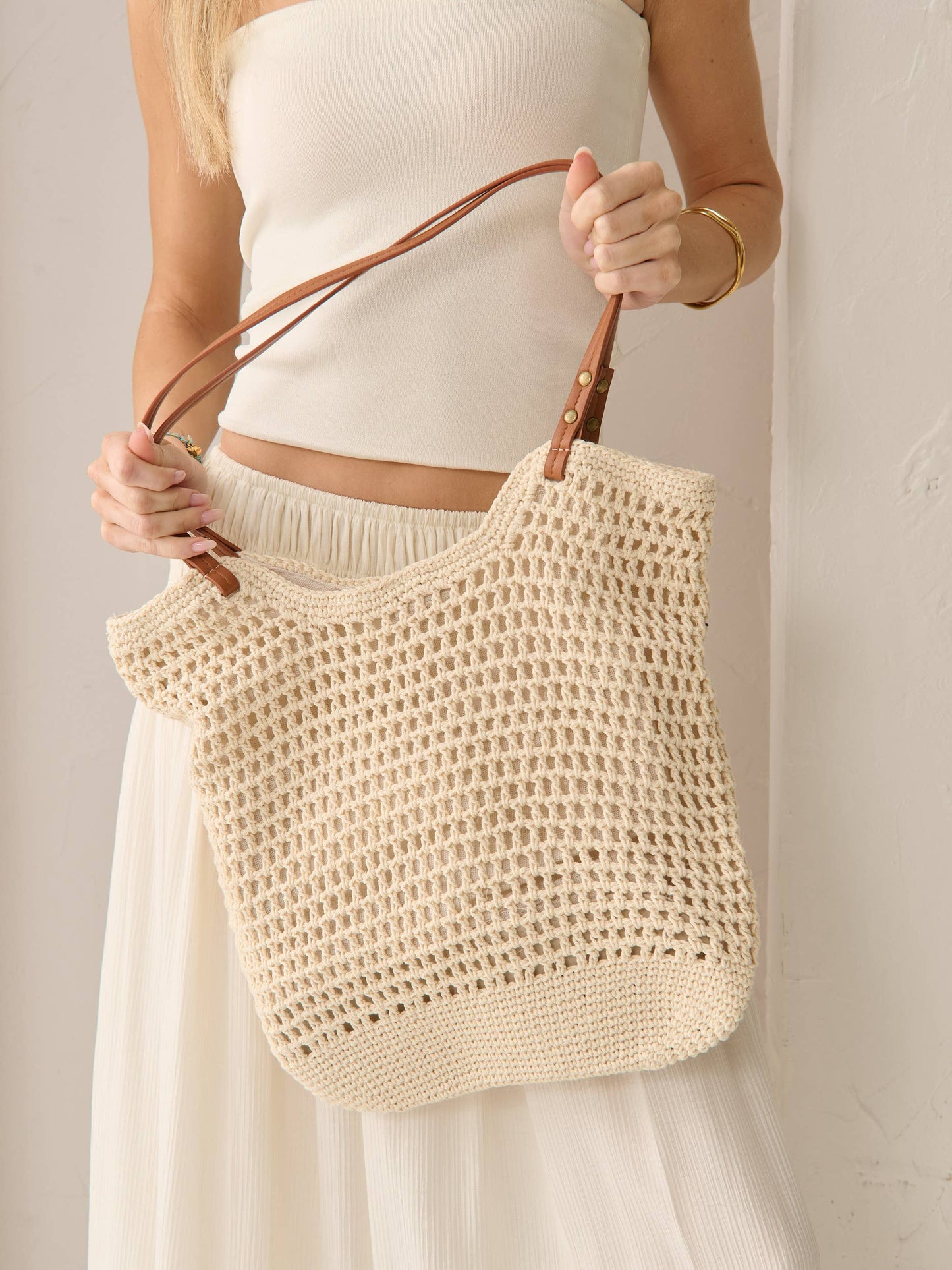 Cotton Crochet Summer Beach Bag(2col)