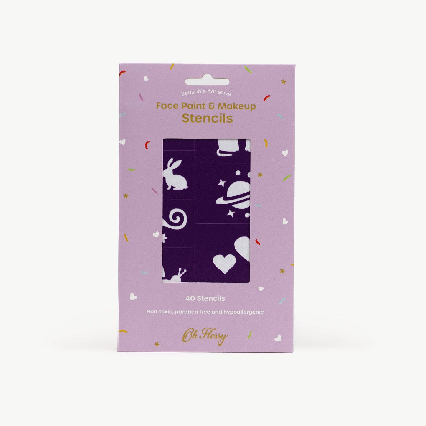 Oh Flossy Reusable Adhesive Face Paint & Makeup Stencils - Purple