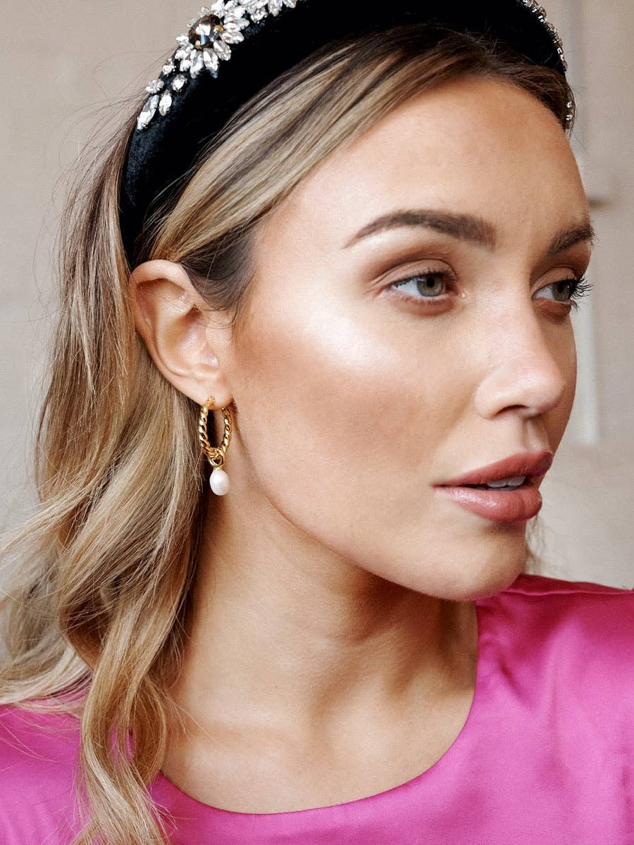 Twist Pearl Drop 18K Gold Plated Earrings