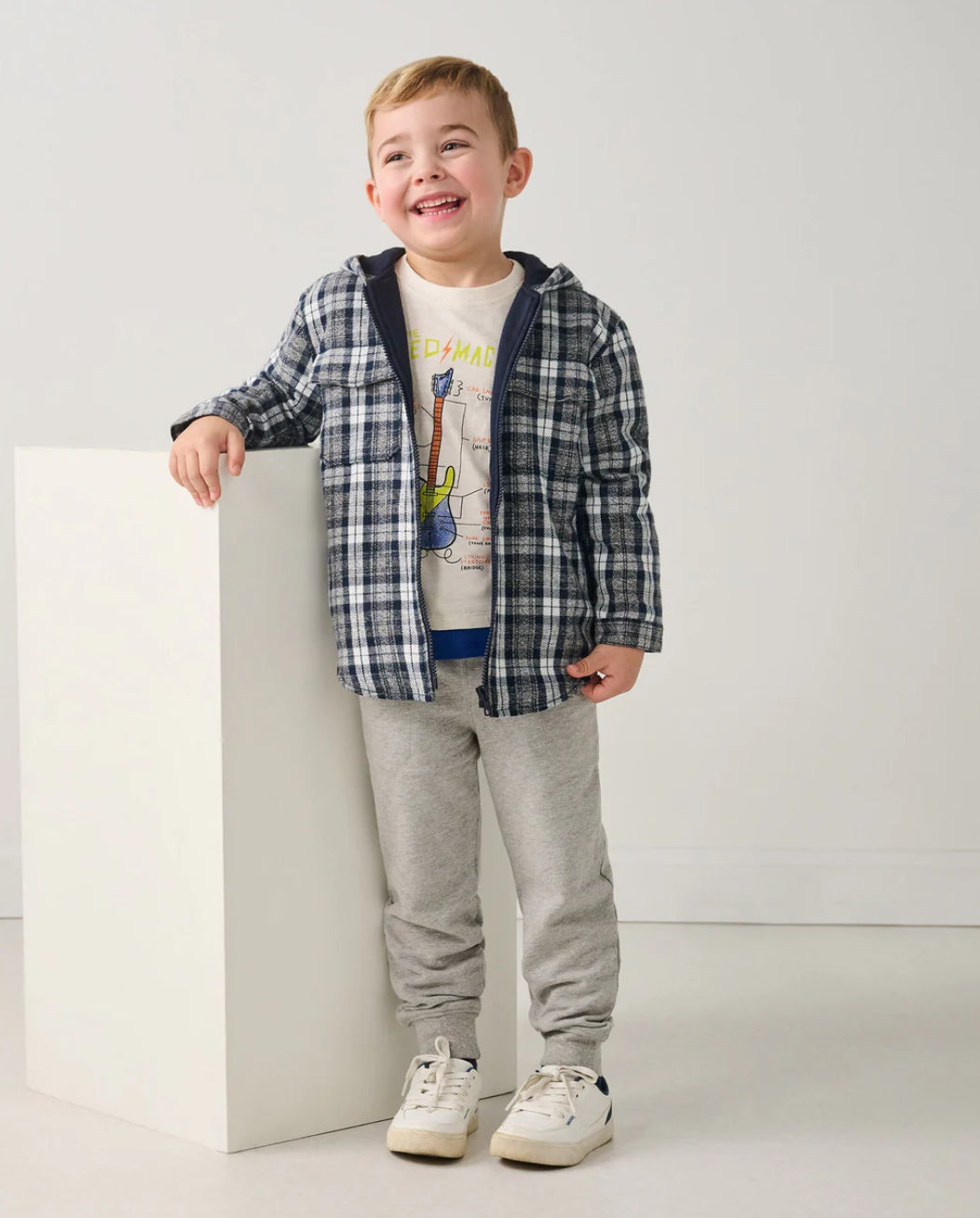 Boys Salute Plaid Lined Hooded Jacket