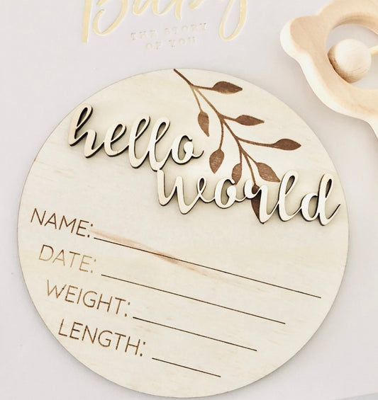 Classic Birth Announcement Disc - Beige
