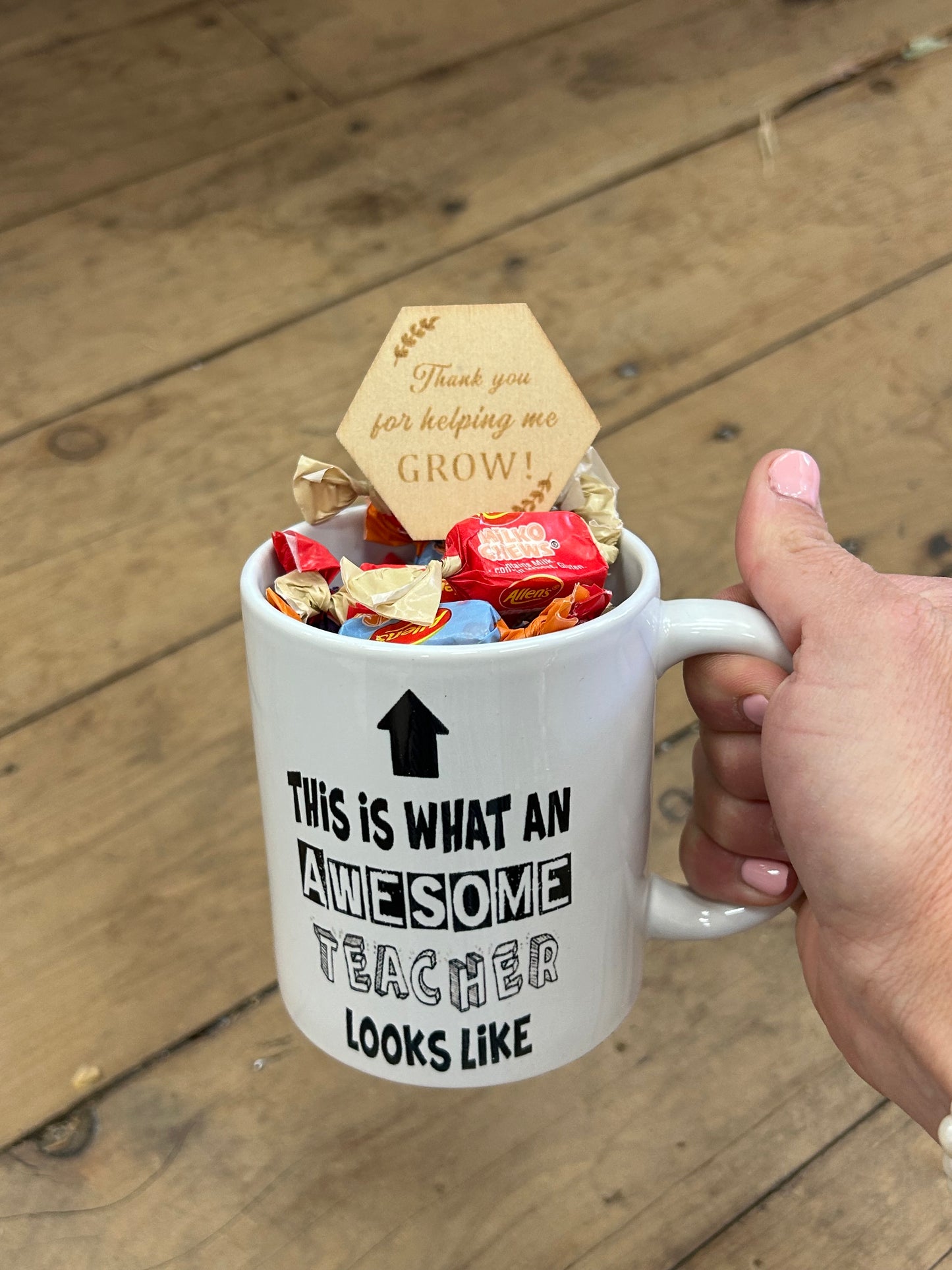 Teacher Mug White Handle with lollies