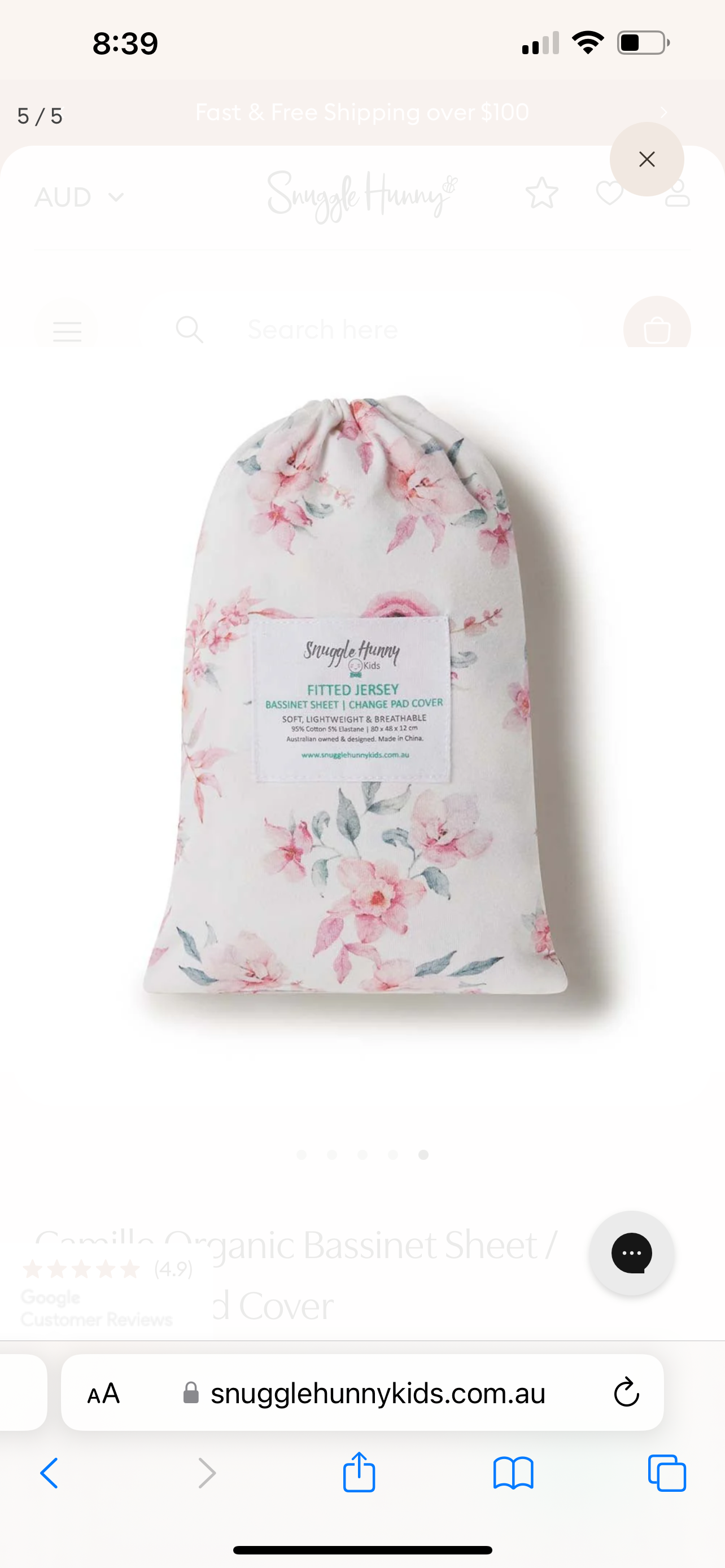 Camille Organic Bassinet Sheet/Change Pad Cover