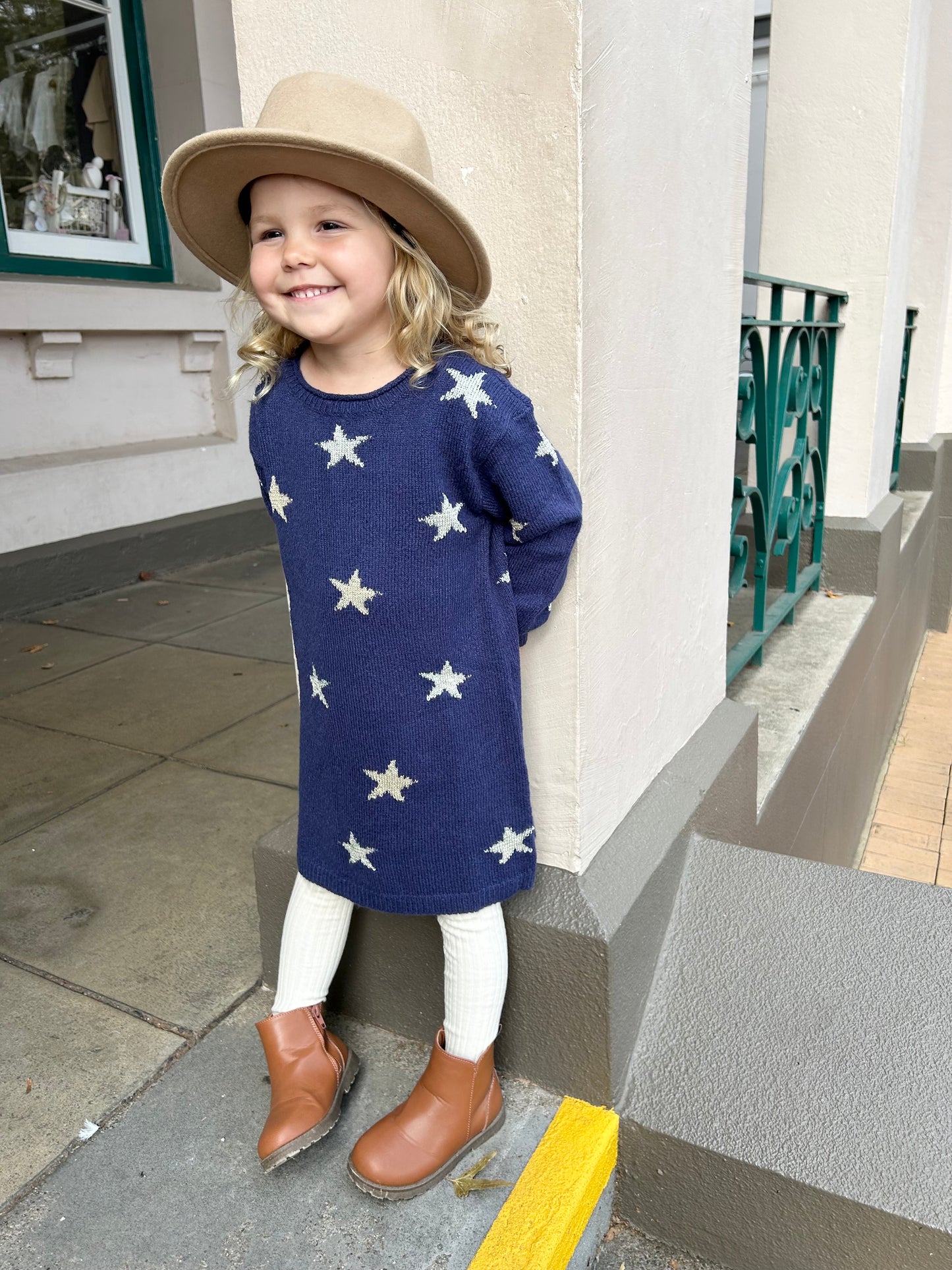 Girls Blue Starlight Sweater Dress