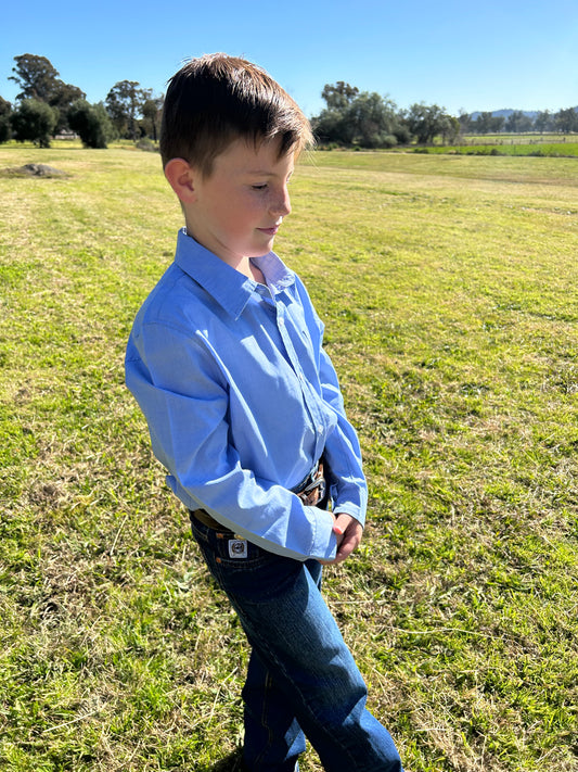 Boys Blue Chambray Button-down Shirt