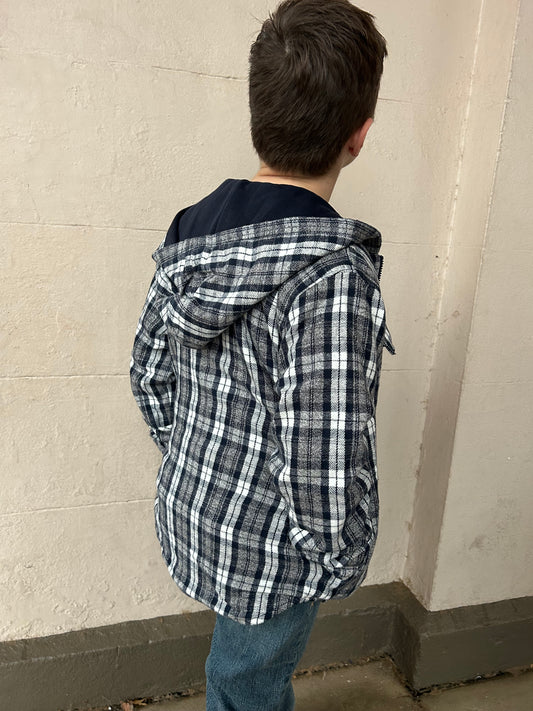 Boys Salute Plaid Lined Hooded Jacket