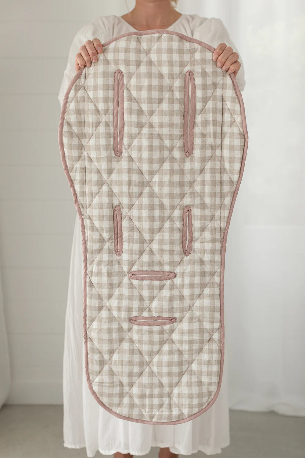 DUSTY ROSE - PRAM LINER WITH MATCHING SHOULDER STRAPS