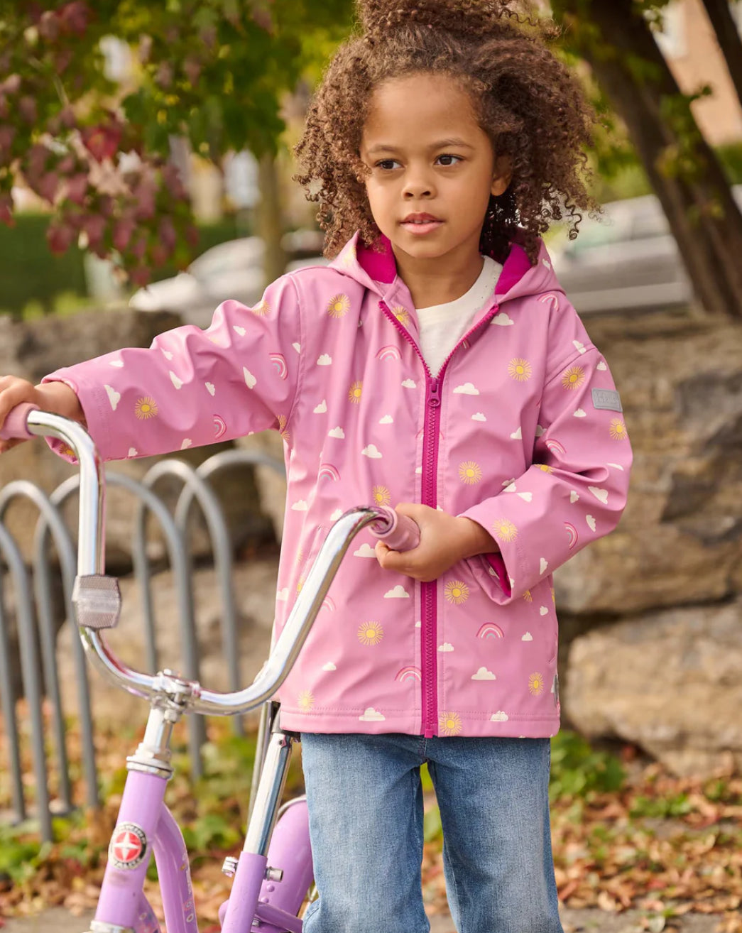 Girls Sun Charms Zip-Up Rain Jacket