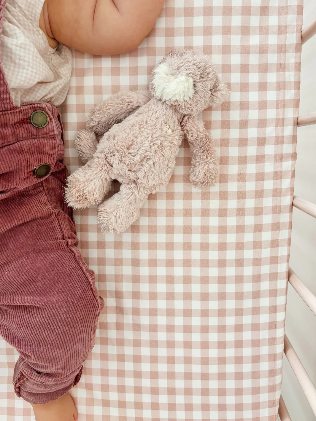 WATERPROOF COT SHEET - PINK GINGHAM