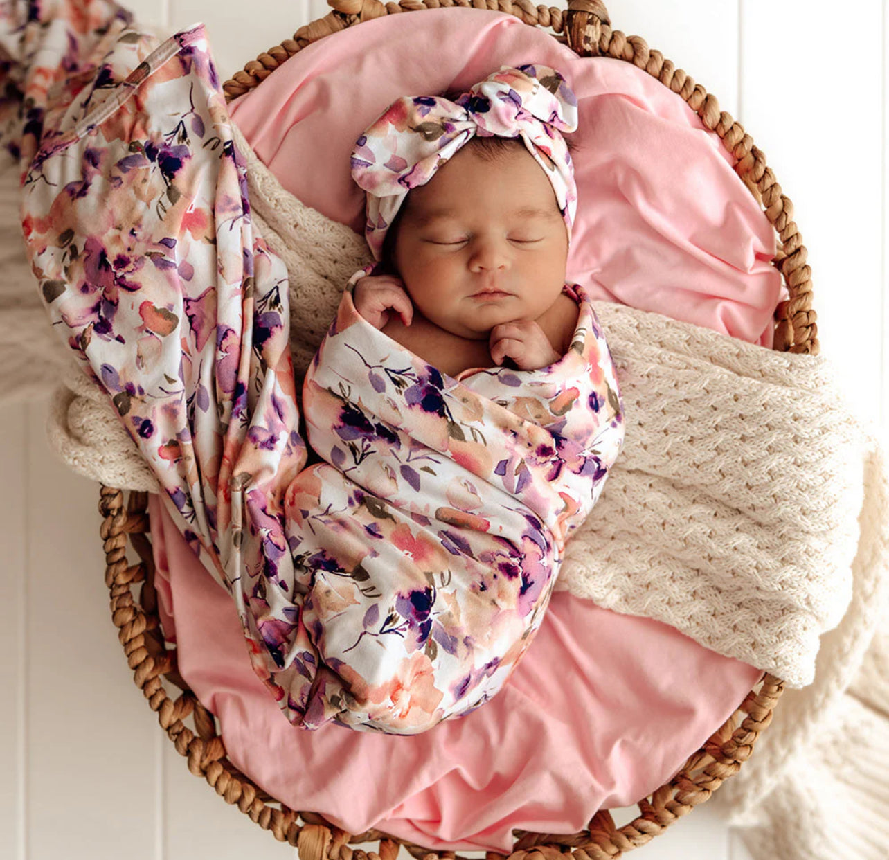 Blushing Beauty Organic Jersey Wrap & Topknot Set