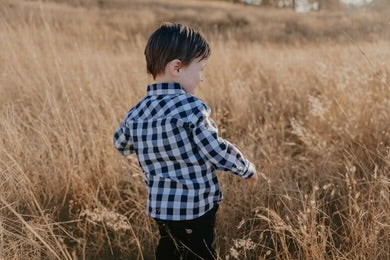 Boys Dress Shirt - Large Navy Check