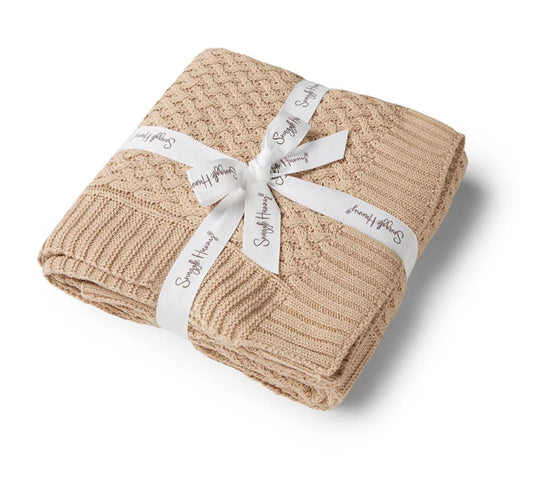 Hazelnut Diamond Knit Organic Baby Blanket