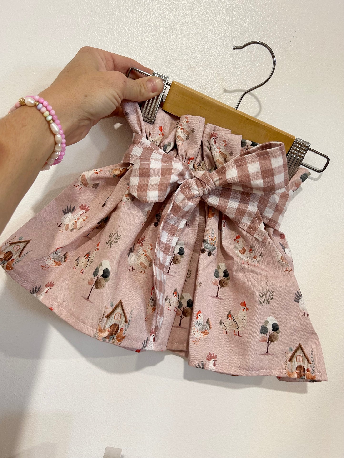 Paperbag Skirt With Bow Sash - Chickens