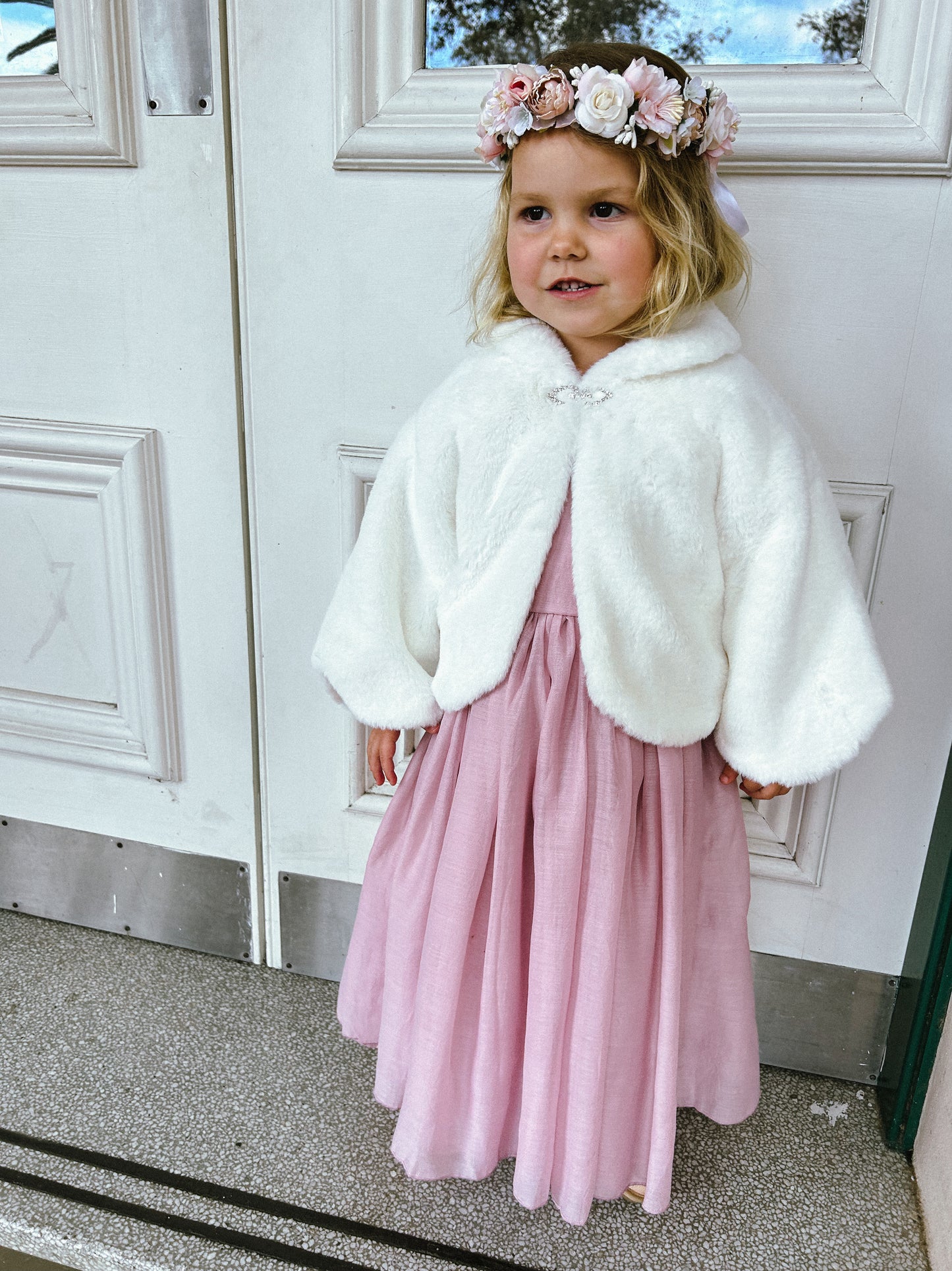 PETAL FAUX FUR JACKET 3-7 YRS