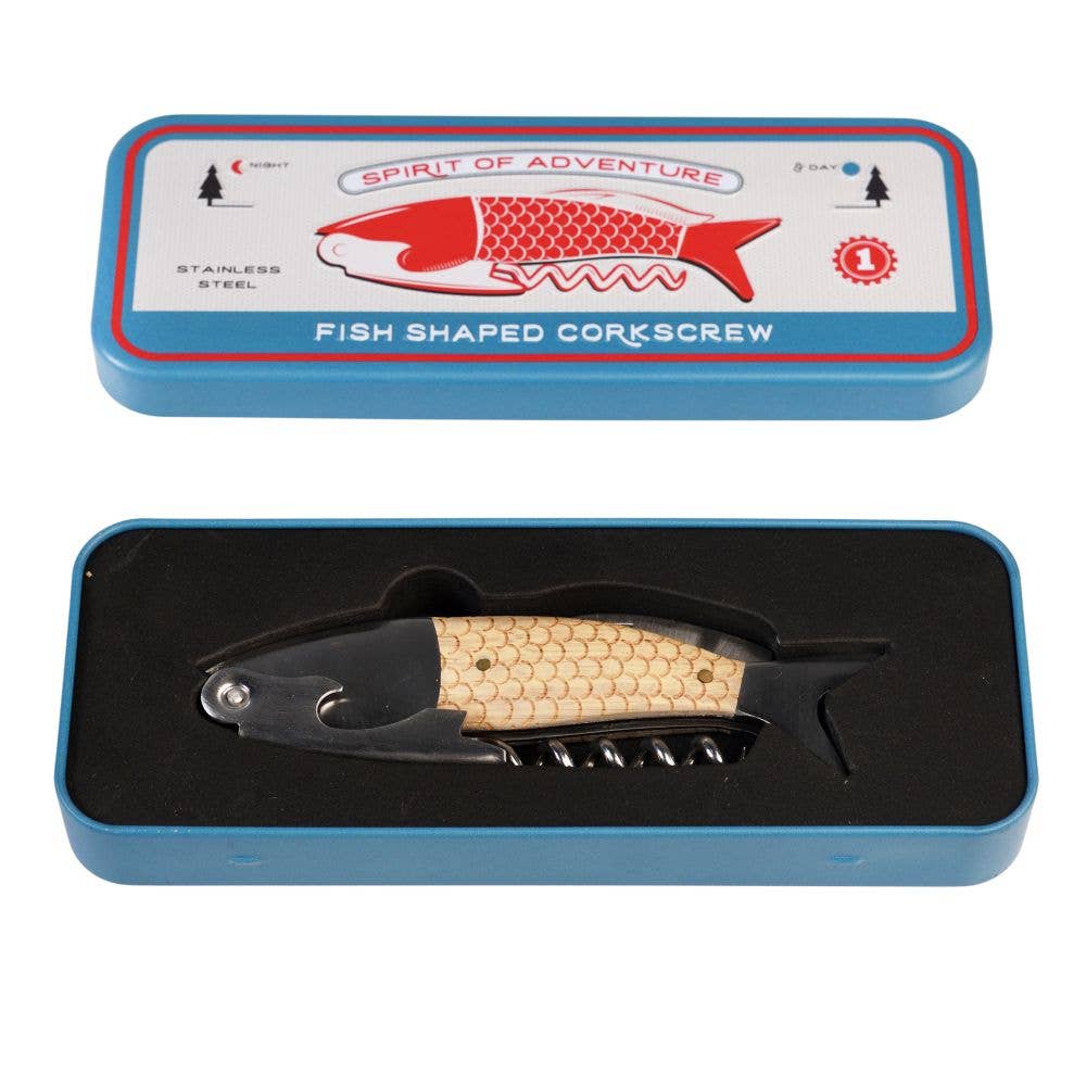 Rex London Fish Corkscrew in a Tin