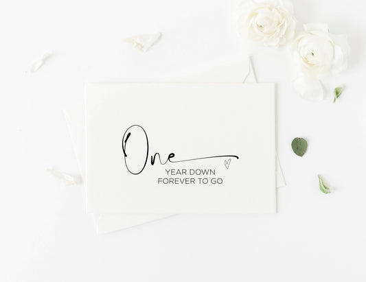 One Year Anniversary Card for Boyfriend, Husband, Wife