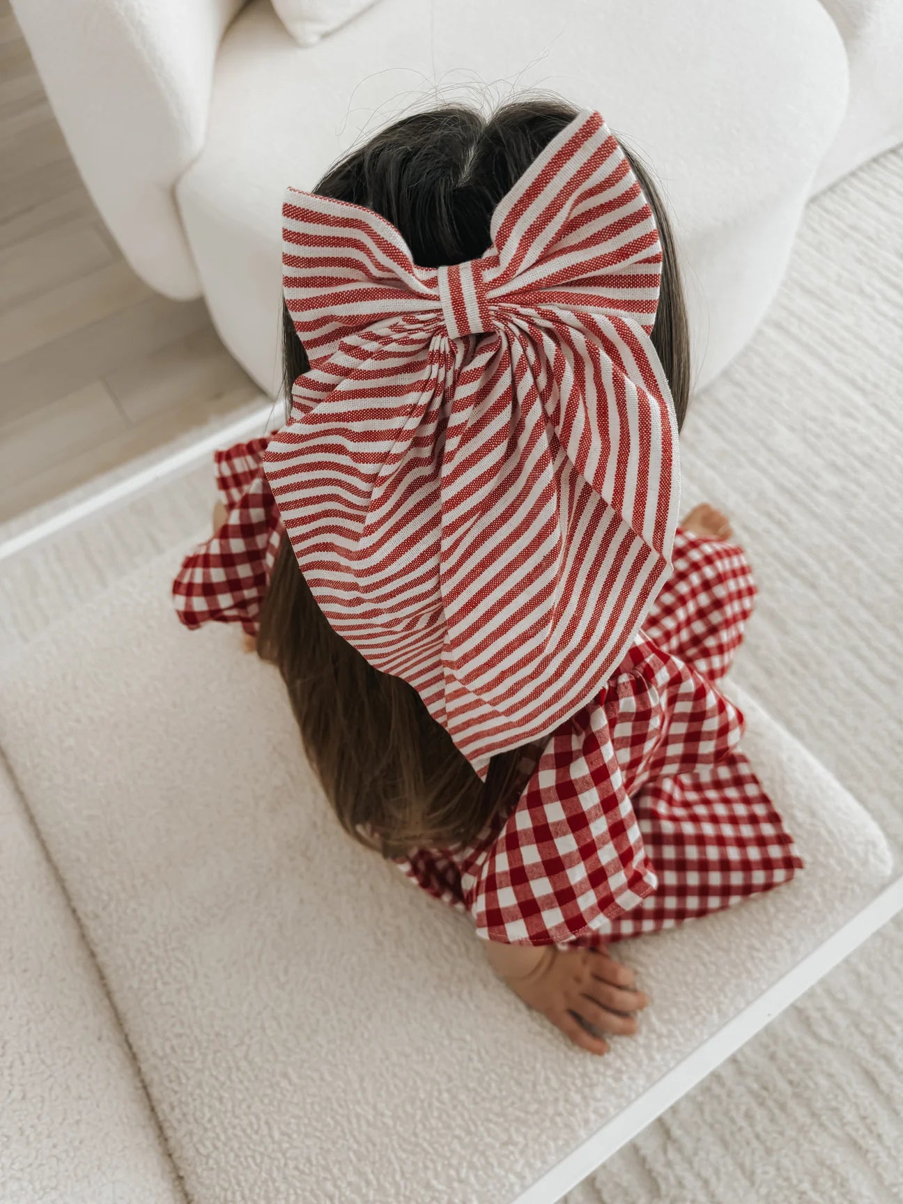 Hair Bow - Red Candy Stripe