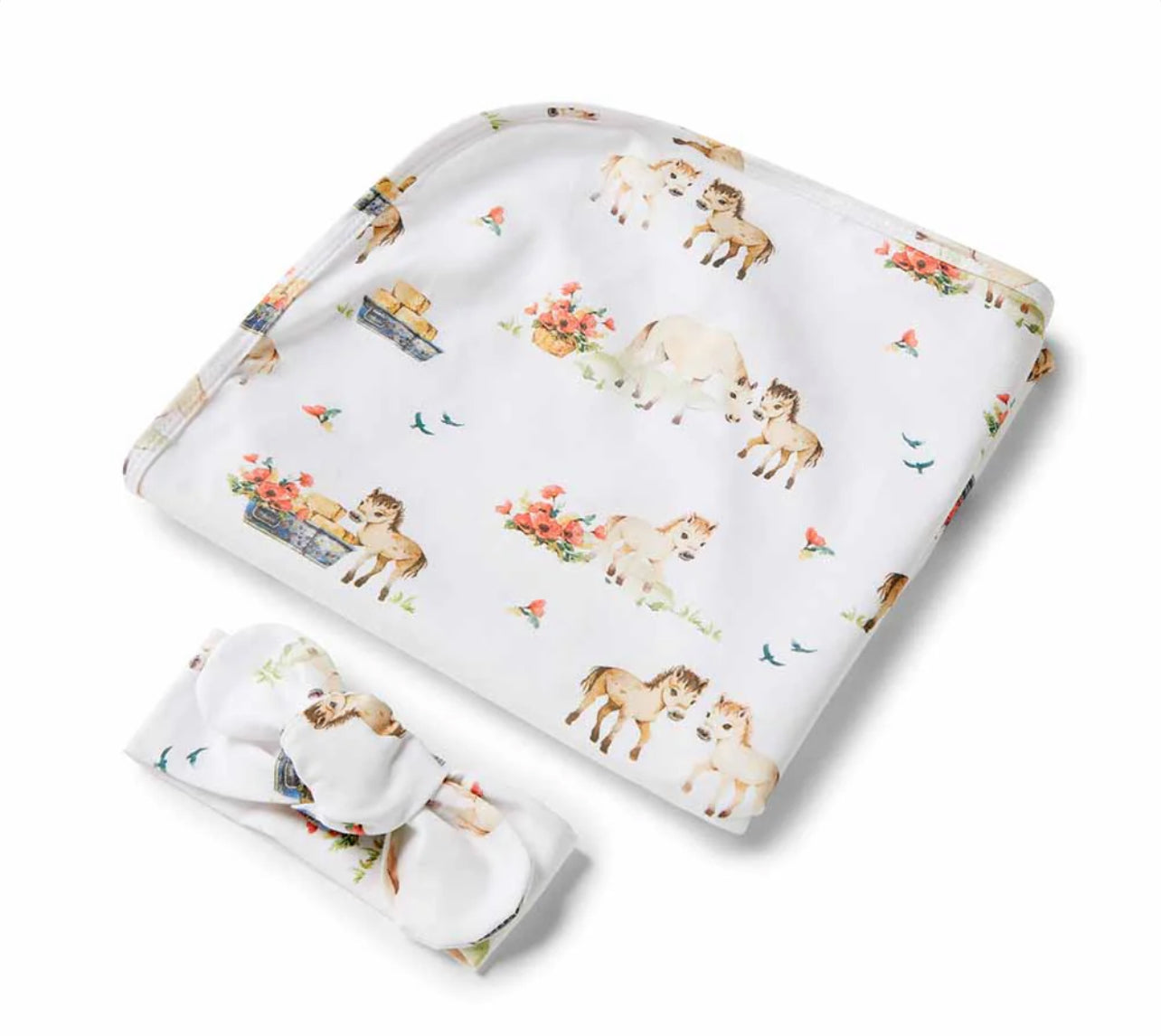 Pony Pals Organic Jersey Wrap & Topknot Set