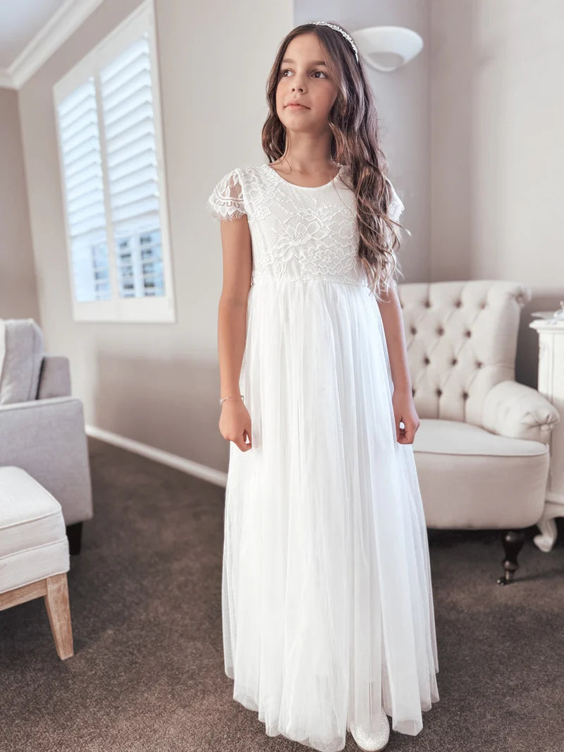 Celeste Girls White Flower Girl/Communion Dress