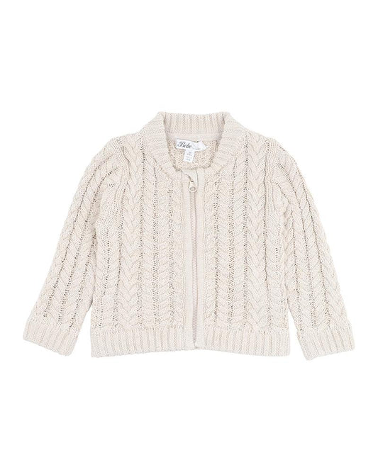 OLIVER CABLE KNITTED STONE CARDIGAN