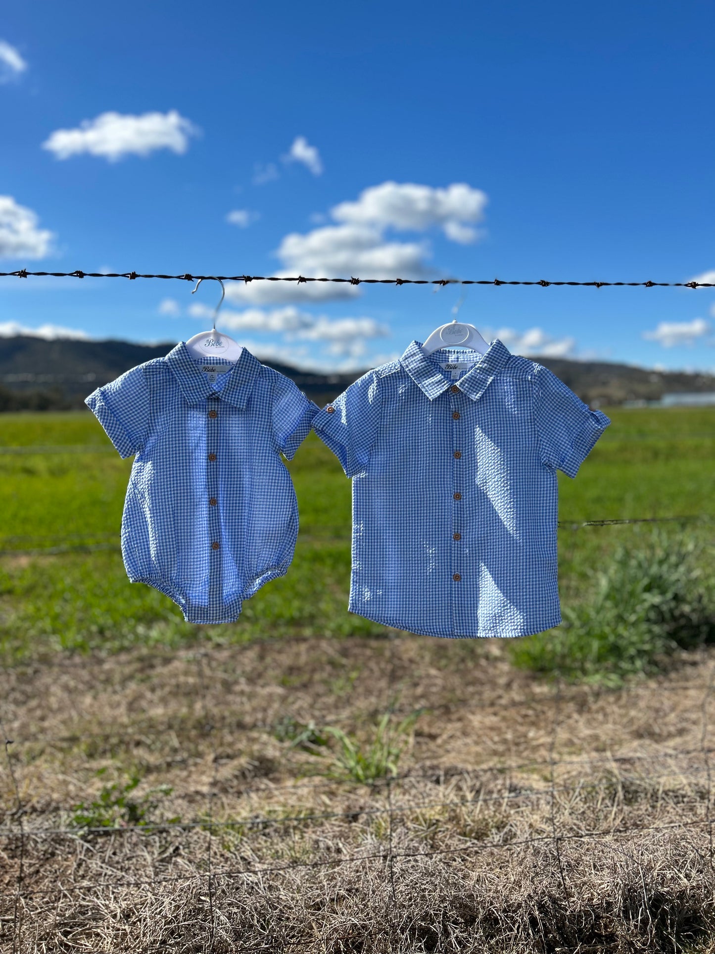 Roman Shirt Bodysuit Blue Check