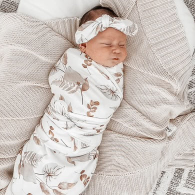 Porcelain Jersey Swaddle Stretch Wrap & Top Knot