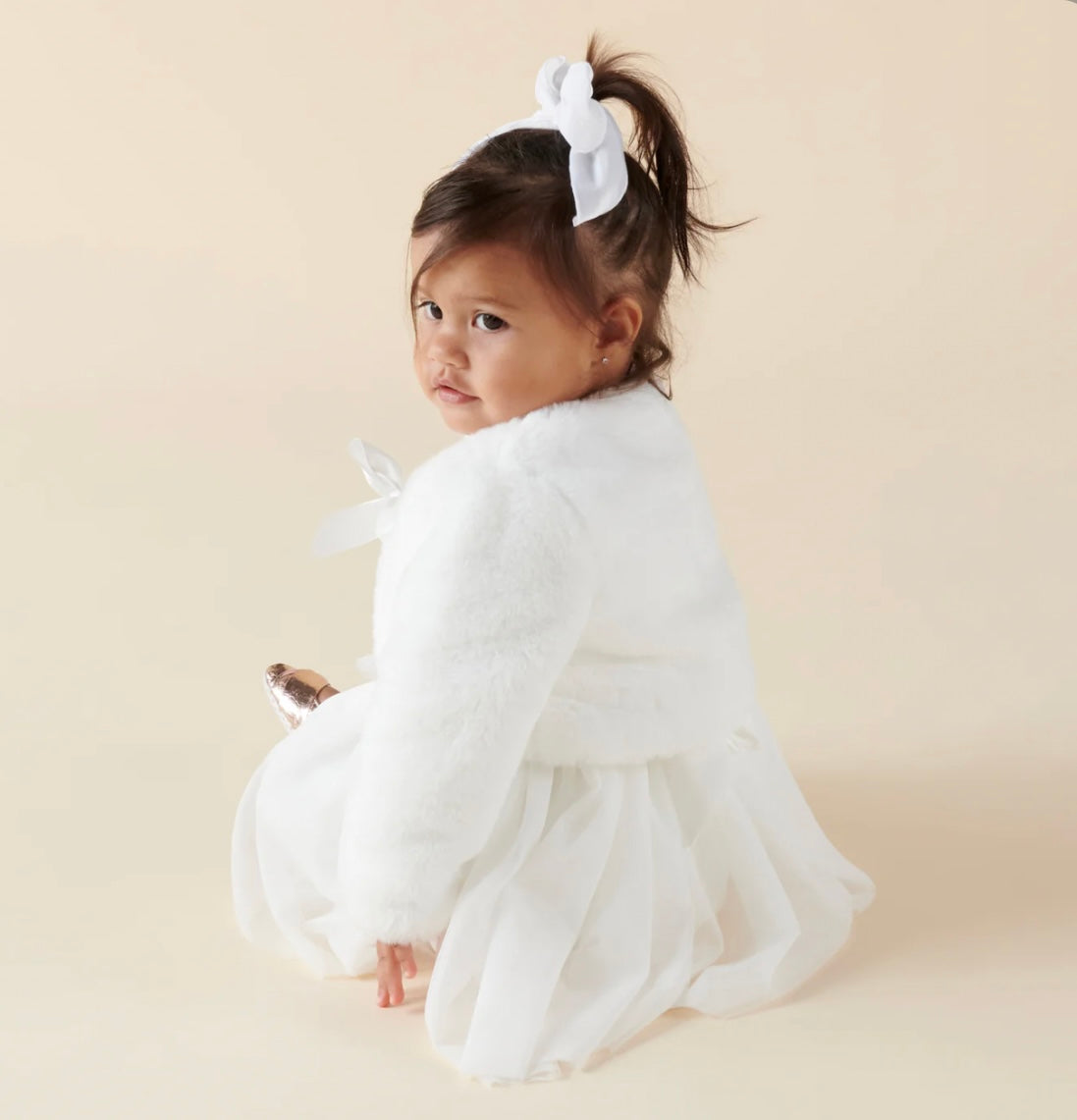 Sassy Baby Faux Fur Jacket - Ivory
