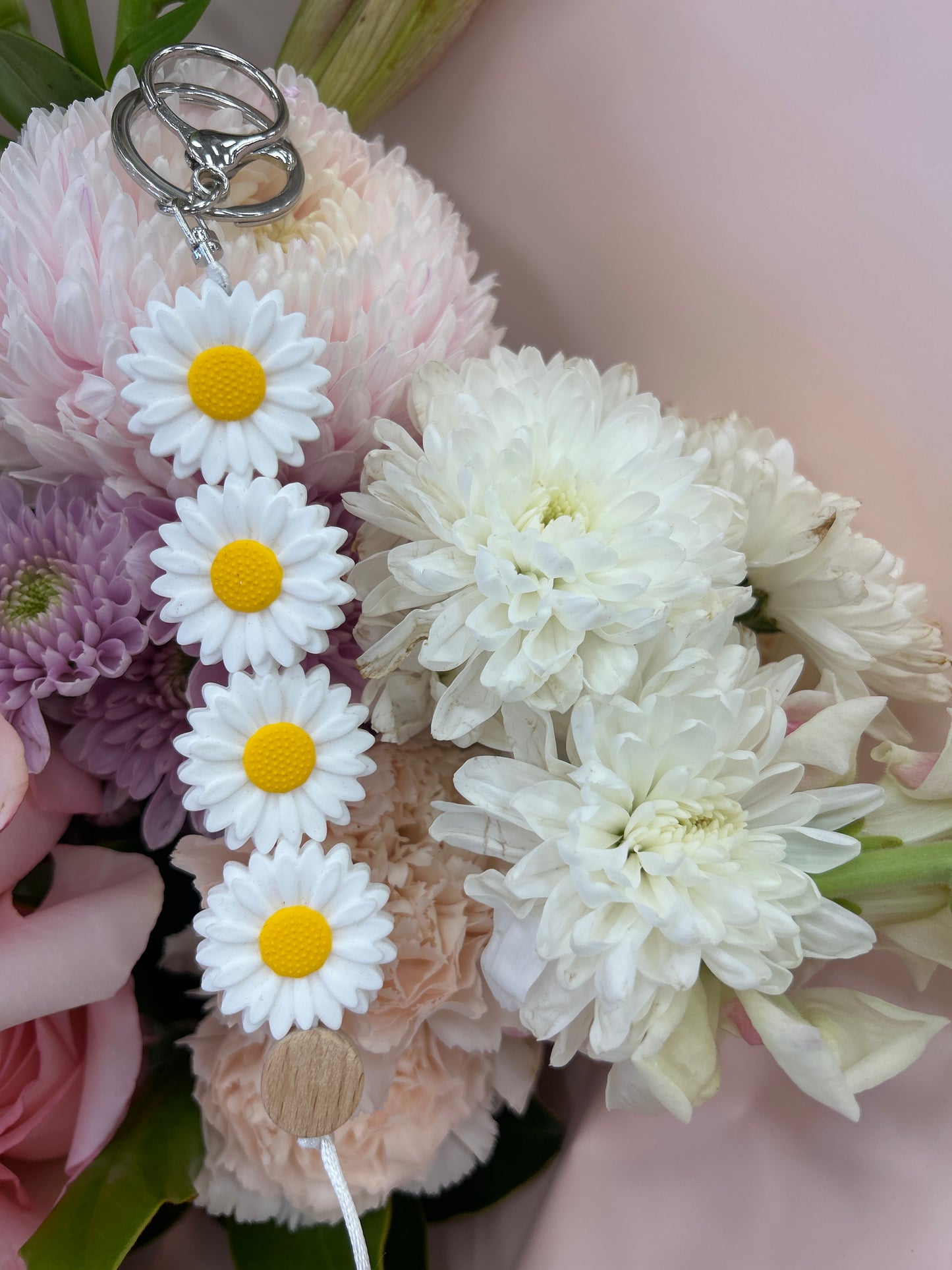 White Flower Keychain