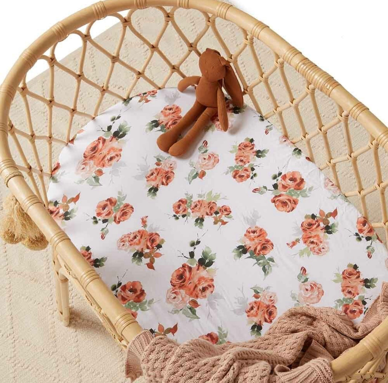 Rosebud Bassinet Sheet / Change Pad Cover