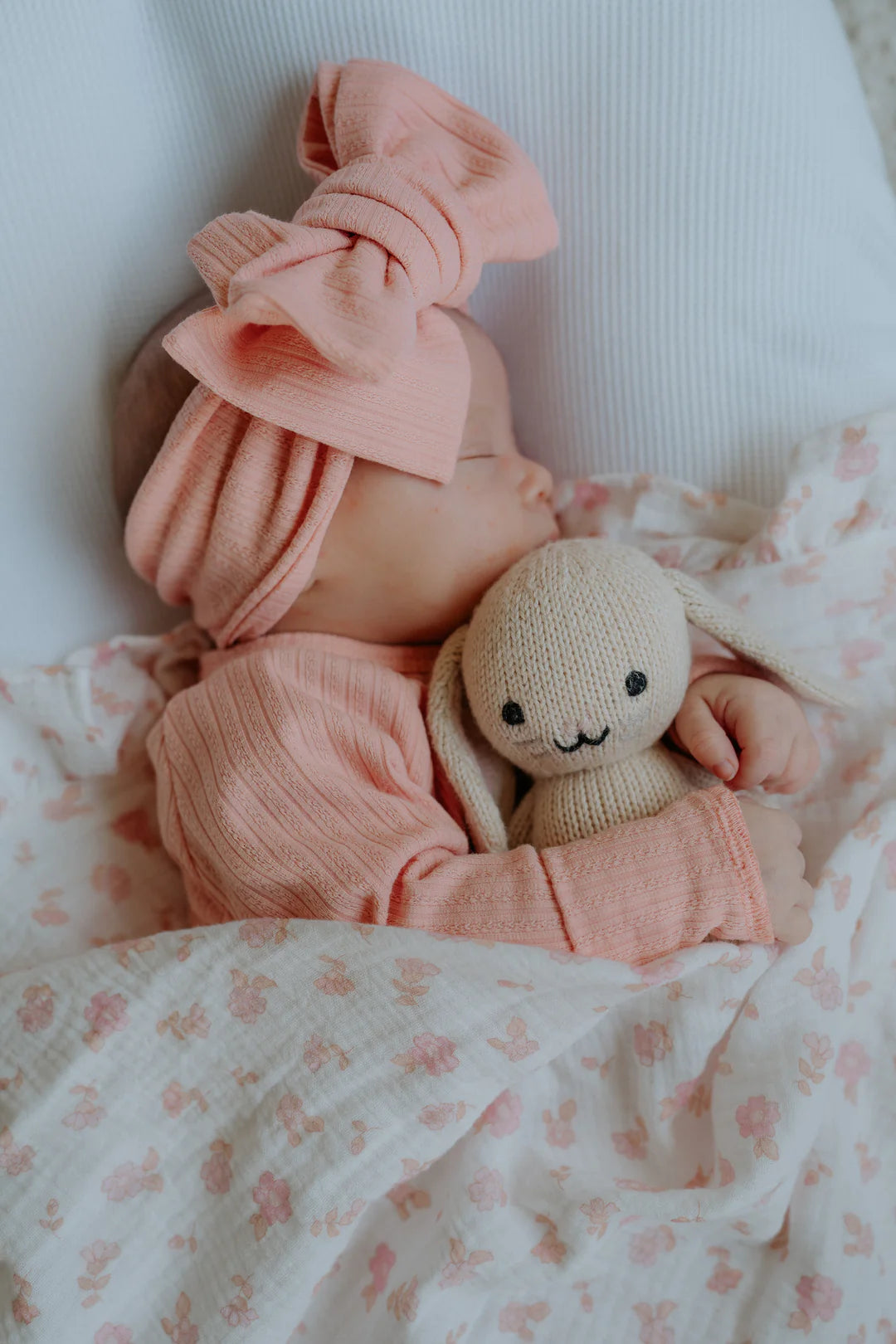 Frill Zip Romper | Peach Rib Pointelle