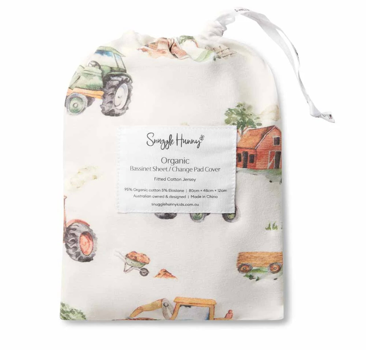 Diggers & Tractors Organic Fitted Bassinet Sheet | Change Pad Cover