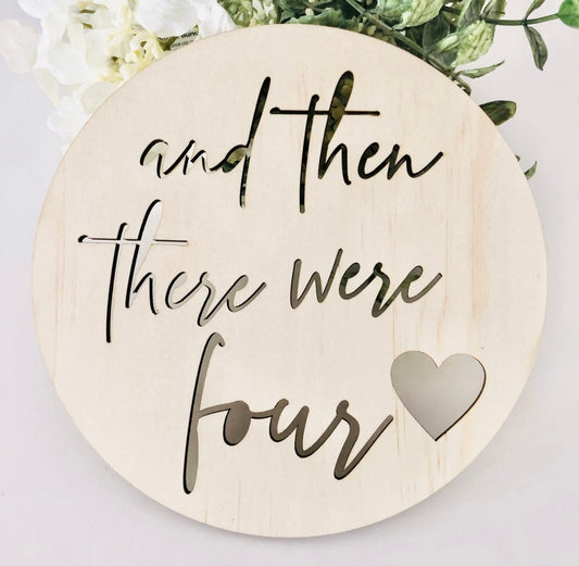 And Then There Were Four Scandi Birth Announcement Disc