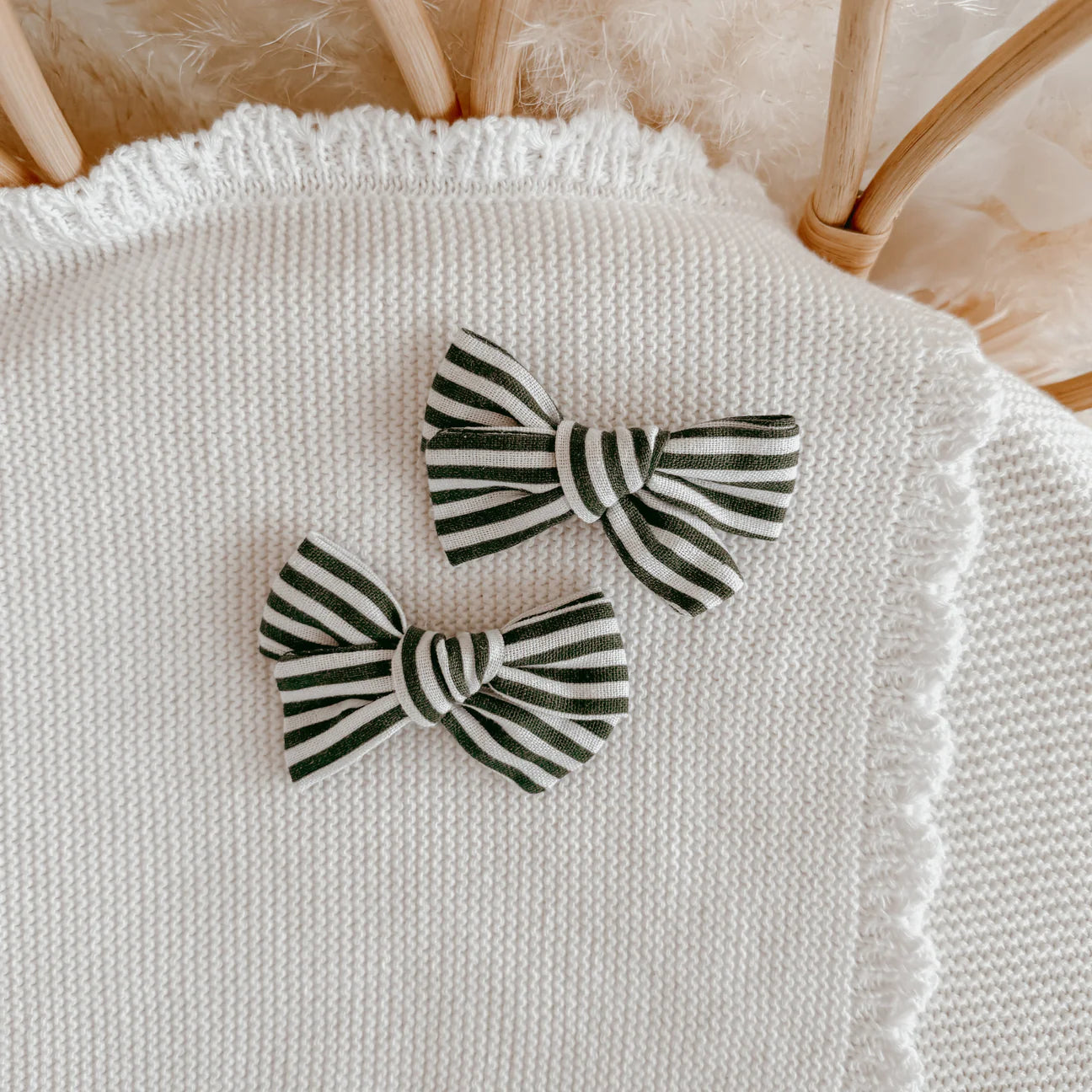 Hair Clips - Green Candy Stripe