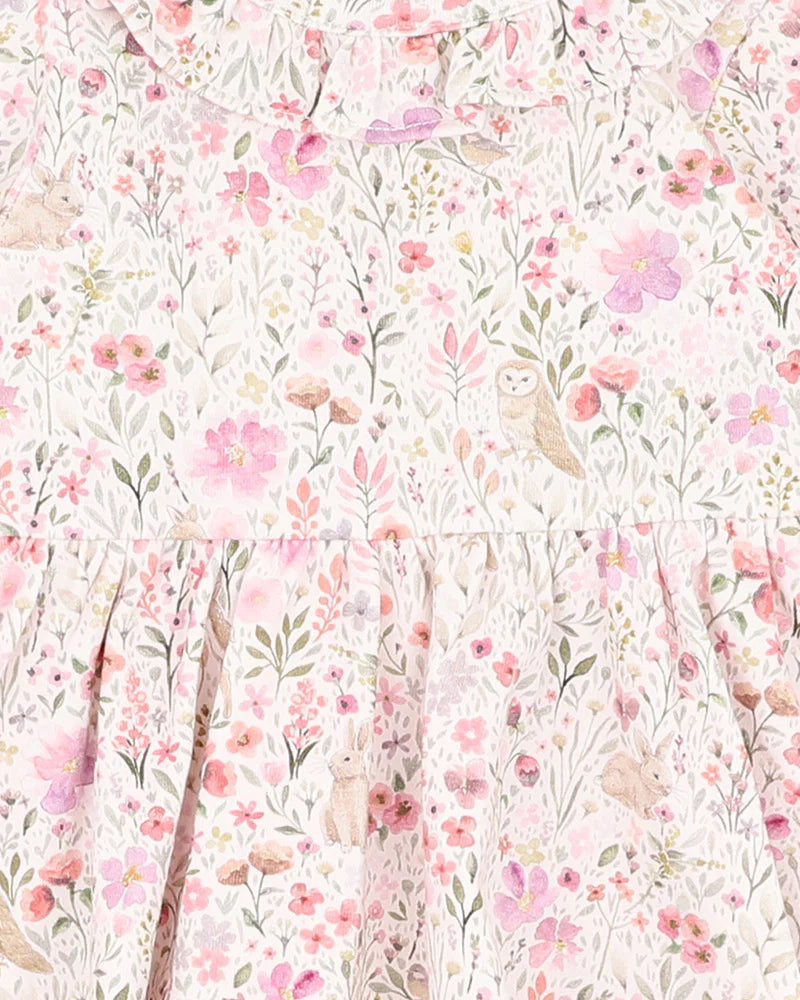 FLOSSY PRINT OVERLAY DRESS